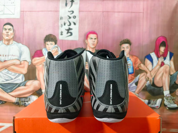 Nike Wrestling Shoes Gray Black Red High-Top
