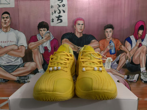 Yellow Basketball Sneakers with Graphic Midsole