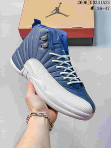 Jordan Air Jordan 12 High-Top Basketball Shoes, Blue/White