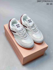 Miu Miu Gymnasium Low-Top Sneakers in White and Burgundy