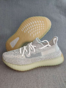 Yeezy 350 V2 Knit Sneakers Silver and White