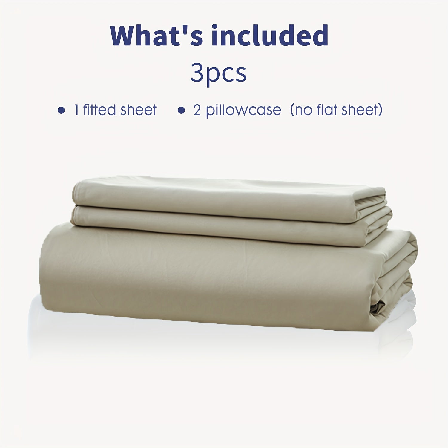 3pcs 100% Polyester Fitted Sheet Set, (1*Fitted Sheet + 2*Pillowcases, Without Core), Deep Pocket Up to 18\