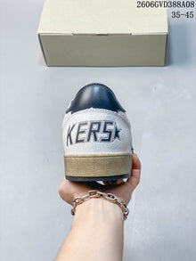 Golden Goose Super-Star White and Navy Star Sneakers 2606GVD388A08