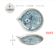 Cat Shaped Japanese Ceramic Plate