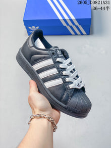 Adidas Superstar Black and White Shell-Toe Sneakers