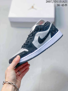 Jordan Air Jordan 1 Low Black and White Studded Sneakers