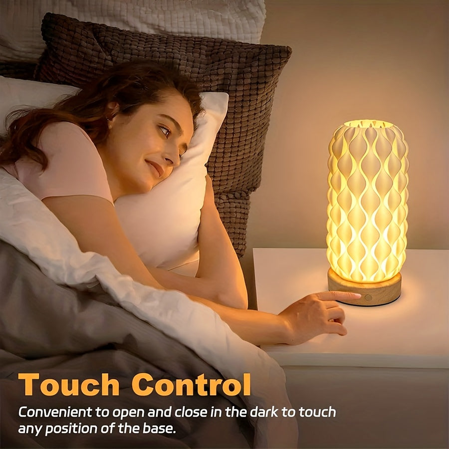 2pcs Modern Elegant Touch Control Table Lamp, 3-Color LED Adjustable Stepless Brightness Adjustment. Suitable for Living Room, Bedroom, Halloween Decorations And Thanksgiving Celebrations, Festival Lighting, Rechargeable Desk Lamp. Available In 1pc.