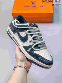 Nike SB Dunk Low-Style Sneakers in Navy and White