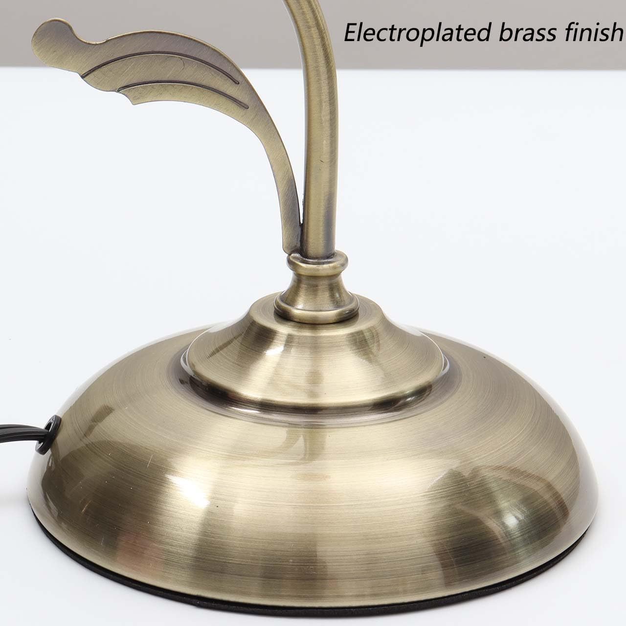 Tiffany Style Stained Glass Flower Petal Table Lamp with Brass Base for Home Decor (Light Blue, 8 in Rose Lily)