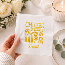 Cheers And Beers Beer Bottles Birthday Celebration - Personalized Cocktail Napkins - BDAY047_PENAP