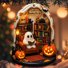 Create Your Own Personalized Reading Nook With Ghost and Pumpkin - Personalized Custom Wood Ornament, Custom Shaped - BLV002_WDO