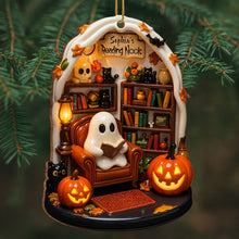 Create Your Own Personalized Reading Nook With Ghost and Pumpkin - Personalized Custom Wood Ornament, Custom Shaped - BLV002_WDO