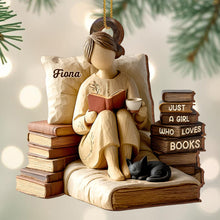 Just A Girl Who Loves Books - Personalized Custom Wood Ornament, Custom Shaped - BLV021_WDO