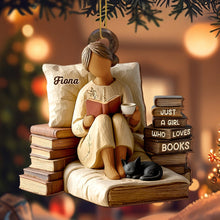 Just A Girl Who Loves Books - Personalized Custom Wood Ornament, Custom Shaped - BLV021_WDO