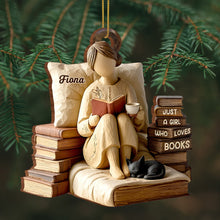 Just A Girl Who Loves Books - Personalized Custom Wood Ornament, Custom Shaped - BLV021_WDO