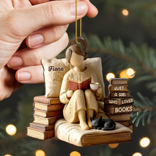 Just A Girl Who Loves Books - Personalized Custom Wood Ornament, Custom Shaped - BLV021_WDO