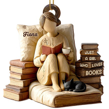 Just A Girl Who Loves Books - Personalized Custom Wood Ornament, Custom Shaped - BLV021_WDO