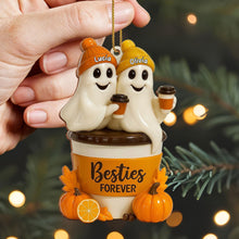 Besties Forever With Ghosts And Pumpkin - Personalized Custom Wood Ornament, Custom Shaped - BST200_WDO