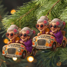 Let's Be Friends 'Til We're Old & Bonkers, Car and Flowers - Personalized Custom Wood Ornament, Custom Shaped - BST238_WDO