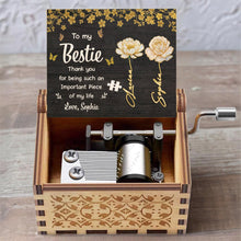 To My Bestie Thank You, Flowers And Puzzle Piece - Custom Music Box With "You Are My Sunshine" Tune - BST260_MZB