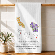 Though Miles May Lie Between Us Friendship Measured By Heart Floral State - Personalized Kitchen Towel - BST748_TOWL