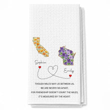 Though Miles May Lie Between Us Friendship Measured By Heart Floral State - Personalized Kitchen Towel - BST748_TOWL