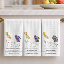 Though Miles May Lie Between Us Friendship Measured By Heart Floral State - Personalized Kitchen Towel - BST748_TOWL