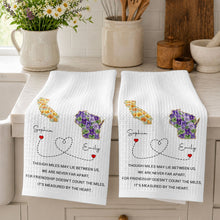Though Miles May Lie Between Us Friendship Measured By Heart Floral State - Personalized Kitchen Towel - BST748_TOWL