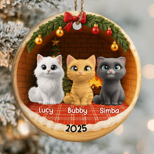 Celebrate Your Furry Friends With Festive Kittens - Personalized Custom Ceramic Ornament With Round Shape - CAT034_RCE
