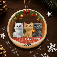 Celebrate Your Furry Friends With Festive Kittens - Personalized Custom Ceramic Ornament With Round Shape - CAT034_RCE