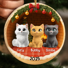 Celebrate Your Furry Friends With Festive Kittens - Personalized Custom Ceramic Ornament With Round Shape - CAT034_RCE