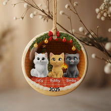 Celebrate Your Furry Friends With Festive Kittens - Personalized Custom Ceramic Ornament With Round Shape - CAT034_RCE