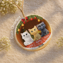 Celebrate Your Furry Friends With Festive Kittens - Personalized Custom Ceramic Ornament With Round Shape - CAT034_RCE