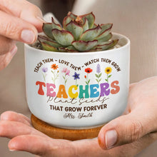 Teach Them, Love Them, Watch Them Grow, Colorful Letters and Flowers - Personalized Ceramic Plant Pot - COL033_CEP