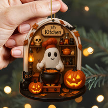 Jill's Kitchen, Ghost Cooking In A Cauldron - Personalized Custom Wood Ornament, Custom Shaped - COOK009_WDO