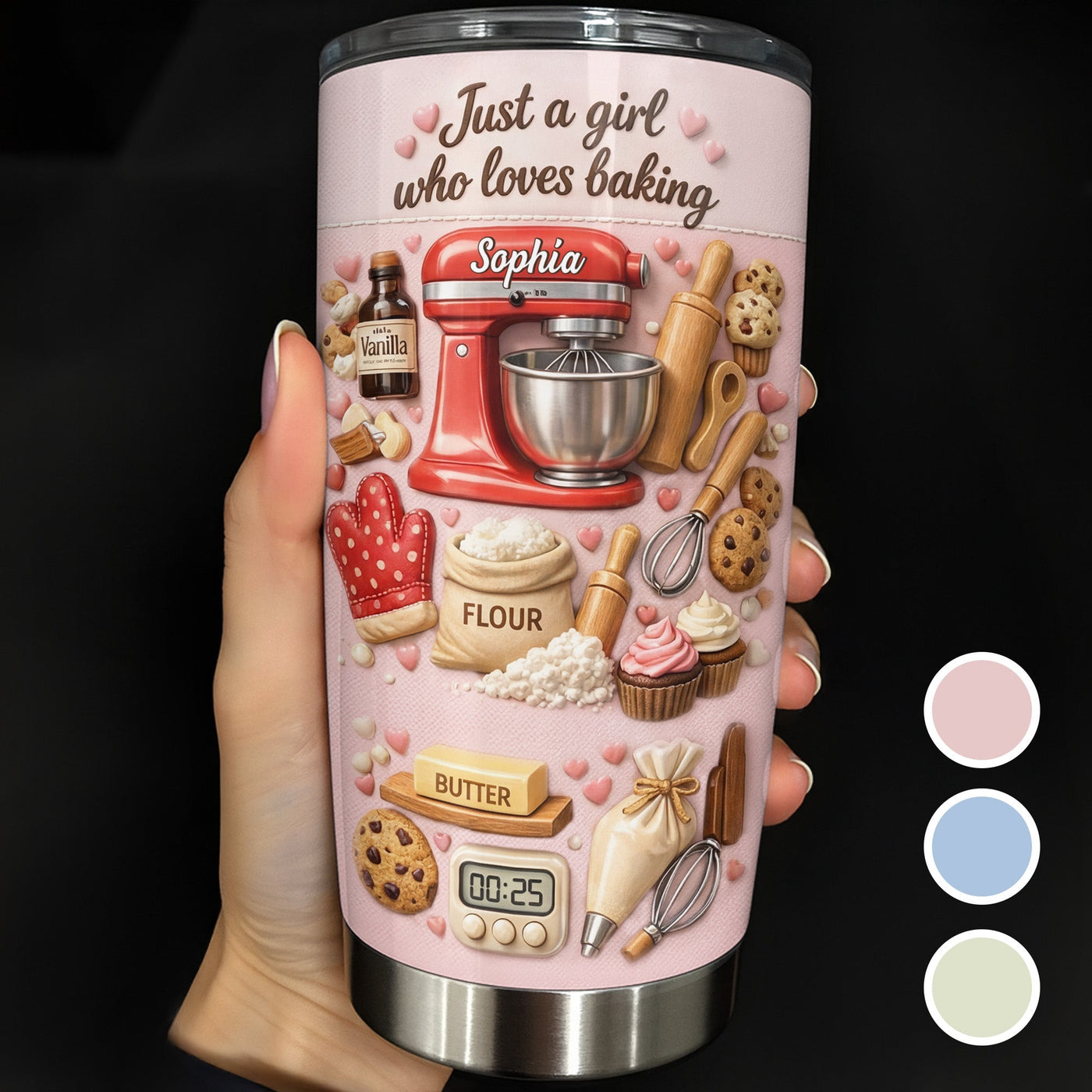Just A Girl Who Loves Baking Stand Mixer And Pastry Tools - Personalized Custom Stainless Steel Tumbler 20oz 30oz - COOK034_TB
