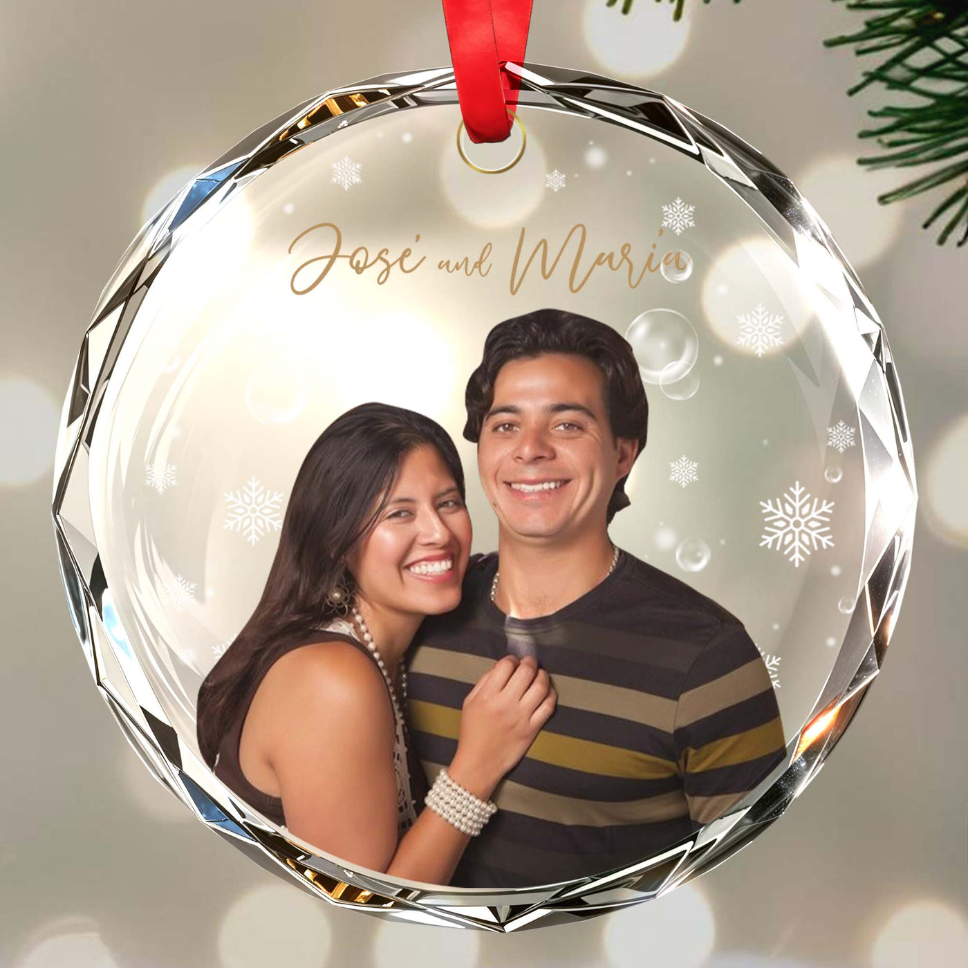Celebrate Love And Family Glass Ornament - Personalized Custom Circle Glass Ornament - CPL031_CGOR