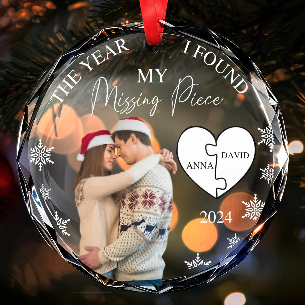 The Year I Found My Missing Piece - Personalized Custom Circle Glass Ornament - CPL039_CGOR
