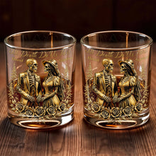 Till Death Do Us Part With Skeleton Couple And Roses - Personalized Custom Whiskey Glass - CPL1274_RWG