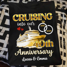 Cruising Into Our Anniversary, Cruise Ship and Rings - Personalized Custom Unisex T-shirt, Hoodie - CPL1283_BBAS