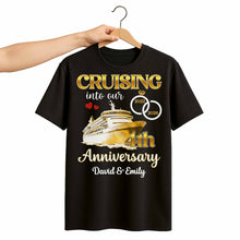Cruising Into Our Anniversary, Cruise Ship and Rings - Personalized Custom Unisex T-shirt, Hoodie - CPL1283_BBAS
