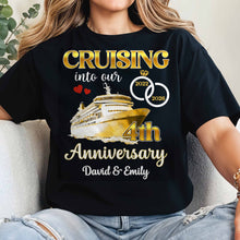 Cruising Into Our Anniversary, Cruise Ship and Rings - Personalized Custom Unisex T-shirt, Hoodie - CPL1283_BBAS