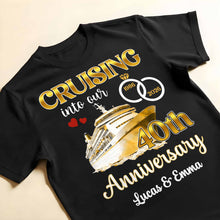 Cruising Into Our Anniversary, Cruise Ship and Rings - Personalized Custom Unisex T-shirt, Hoodie - CPL1283_BBAS