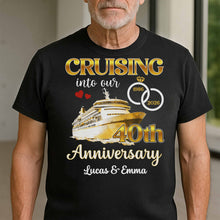 Cruising Into Our Anniversary, Cruise Ship and Rings - Personalized Custom Unisex T-shirt, Hoodie - CPL1283_BBAS