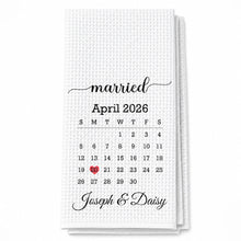 Married Calendar With Heart Special Date Design - Personalized Kitchen Towel - CPL1725_TOWL