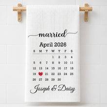 Married Calendar With Heart Special Date Design - Personalized Kitchen Towel - CPL1725_TOWL