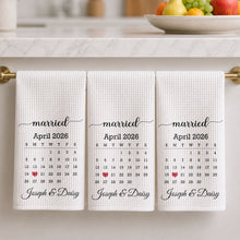 Married Calendar With Heart Special Date Design - Personalized Kitchen Towel - CPL1725_TOWL