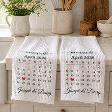 Married Calendar With Heart Special Date Design - Personalized Kitchen Towel - CPL1725_TOWL