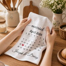 Married Calendar With Heart Special Date Design - Personalized Kitchen Towel - CPL1725_TOWL