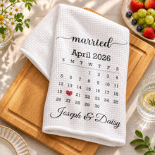 Married Calendar With Heart Special Date Design - Personalized Kitchen Towel - CPL1725_TOWL